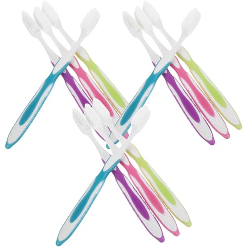 OATIPHO Lot de 12 Brosses à Dents Manuelles pour Adultes à Poils Ultra Doux Nano Grosse Tête 4 Couleurs Assorties Nettoyage en Profondeur pour Gencives Sensibles Usage Quotidien et