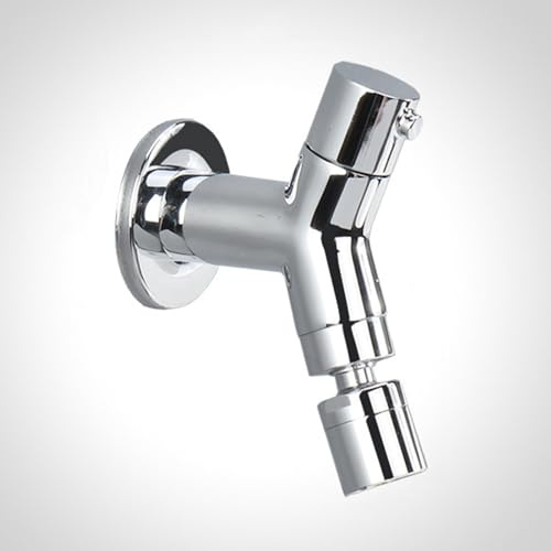 BiaoTeng Rubinetto Singolo Acqua Fredda 2 Modalità Girevole a 360° Ottone Rubinetto a Muro Lavatoio solo Acqua Fredda Cromo