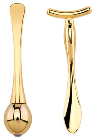 OATIPHO Rodillo Compacto de Zinc Ojos Masaje de para Dorado de Aleación y Funcional para Reducir Edema Kit Adecuado de Cuidado Facial para Mujeres