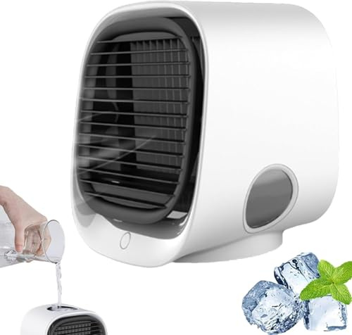 Enfriador De Aire Airabreeze, Aire Acondicionado Portátil Airbreeze, Aire Acondicionado Portátil Con Luz Nocturna Led, Enfriador De Escritorio Usb De 3 Velocidades, Ligero Para Hogar white