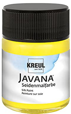 KREUL 8101 - Javana Seidenmalfarbe im 50 ml Glas, gelb, hochpigmentierte und brillante Farbe auf Wasserbasis, mit fließend flüssigem Charakter, dringt tief in die Fasern ein