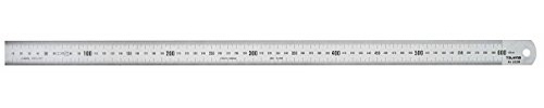 Tajima Maßstab (Meterstab), Länge: 60cm, mm-Teilung – Rückseite mit Umrechnungstabelle Zoll/metrisch – SSR60MC