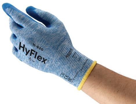 Ansell HyFlex 11-920 Work Gloves for Oily Environments, Mechanics Glove for Multi-Purpose, Second Skin Feel Liner, Mechanical Protection, Reusable, Men Women, Size 2XL (12 Pairs)