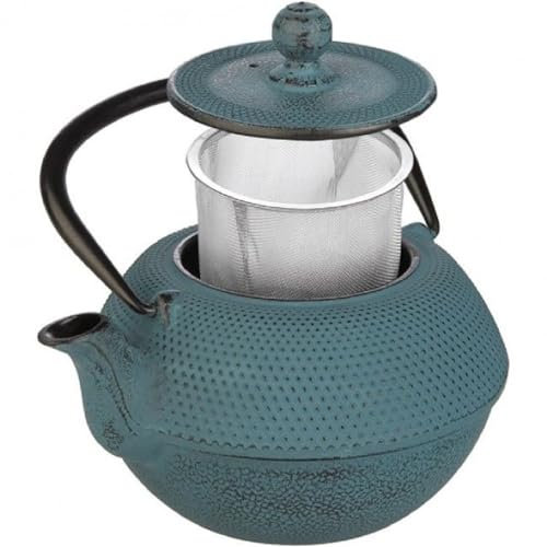 Ibili - Théière en Fonte Bleue, 1,2 Litre, Intérieur Émaillé, Compatible avec les Plaques à Induction