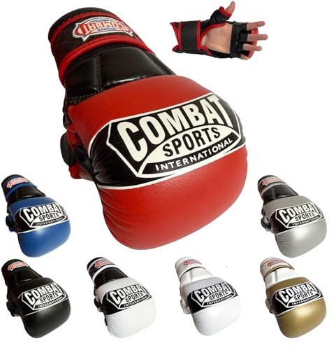 Combat Sports Max Strike MMA Training Gloves, Open Palm Fingerless Gloves for MMA, Muay Thai, and Kickboxing