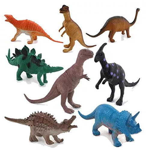 LU2000 AniWorld Dinosaur Play Figurines Toy Plastic Figures, Assorted Dinosaurs Model Set of 8 Pcs for Lost World Playmat, Kids Tub Play Toys