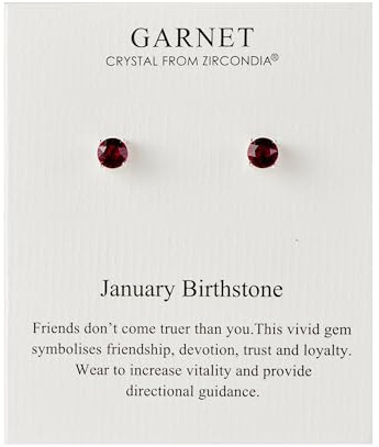 Philip Jones January (Garnet) Birthstone Earrings Created with Zircondia® Crystals