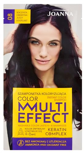 Joanna Tönungsshampoo “Multi Effect” - Haarfärbe-Shampoo im Beutel - Haltbarkeit 4 bis 8 Wäschen - Haartönung ohne Ammoniak und Oxidationsmittel - Aubergine