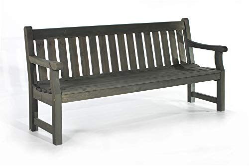 BrackenStyle Darwin 4 Seat Garden Park Bench, 183cm, Pine, Dark Grey Wash | Length, Durable Heavy Duty Wood Garden Seat