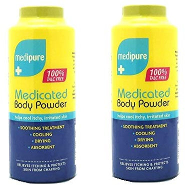RSA 2 MEDIPURE MEDICATED BODY POWDER 100% TALC FREE HELPS COOL ITCHY, IRRITATED SKIN