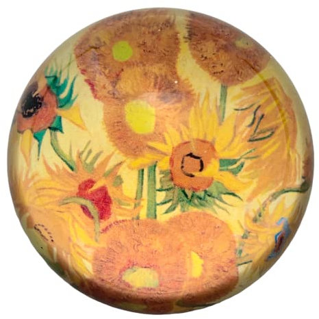 Value Arts Vincent Van Gogh's Sunflowers Glass Dome Paperweight, 3 inches Diameter