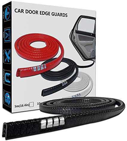LEADTOPS Auto Tür Kanten Schutz, 16,4FT 5M U-Form Gummi Kanten Trimmen Autotürschutz, Schwarze Farbe
