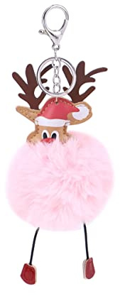 Cabilock Pendentif Porte-clés De Noël Ornement De à Main en Peluche Porte-clés Boule Moelleuse Remplisseurs De Sacs De De Noël Porte-clés Pompons De Wapiti Balle en Peluche