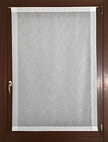 Tende tendine a pannello a vetro per finestra e porta su misura larghezza da 30 a 120 tessuti bianco effetto lino lunghezza personalizzata art.sonia - 70x135 cm