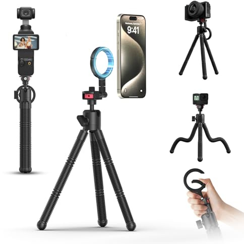 ULANZI MT30 Magnetic Flexible Tripod for iPhone with 1/4 Thread, Mini Bendable Phone Holder Stand for MagSafe & Cameras, Octopus Mini Tripod Mount for Creative Shooting & Video Recording