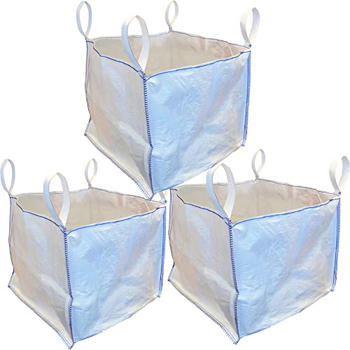 Ton Bags Bulk Bag FIBC Heavy Duty Builders Bag With Lifting Loops | Strong White Bags Jumbo Waste Storage Industrial Sacks - 85 x 85 x 85 CM – One Ton - 1000KG