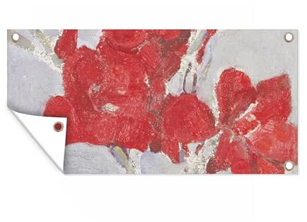 MuchoWow Outdoor-Poster Poster Wanddeko draußen Deko Garten Gartenposter 60x30 cm Rote Gladiolen - Piet Mondrian