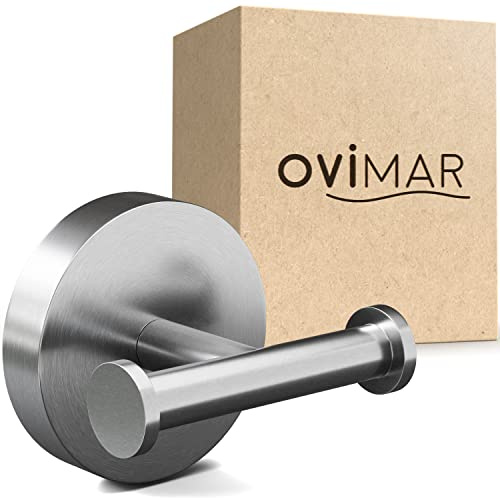 ovimar doppelter Handtuchhaken Hirsthals | zum Bohren | Edelstahl | silber | für das Bad als Handtuchhalter | Haken auch als Geschirrtuchhalter oder Jackenhalter zum Kleben nutzbar