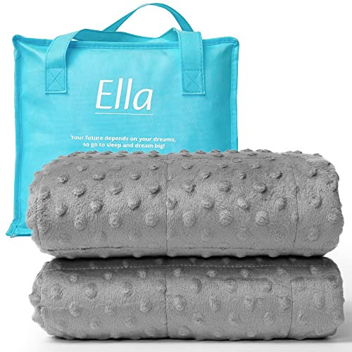 Ella Coperte Ponderate Bambini 2,4kg 90x120cm - Coperta Ponderata Rilassante per il Sonno - Perle di Vetro Ipoallergeniche, Strato Esterno in Cotone Morbido e Fresco - Per Bambini 15-25kg - Minky