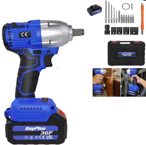 Cordless Impact Wrench 1/2 inch, Brushless Impact Gun 420N.m High Torque, 3200rpm Variable Speed, with 2 x Batteries 6000mAh Li-Ion, Socket Set & Carry Box