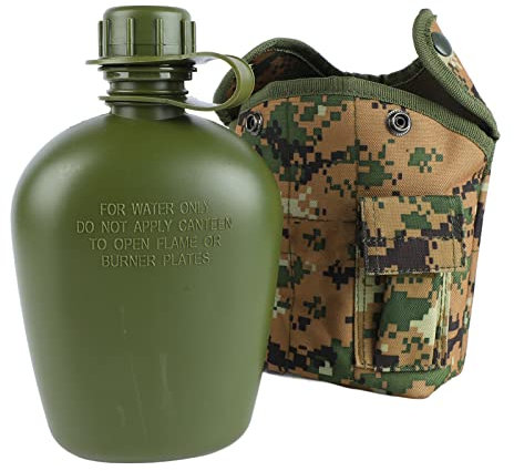 Set di Borraccia Militare, Tazza per Bottiglia d'acqua Portatile Utensili da Cucina Ciotola in Lega di Alluminio Facile da Pulire con Custodia Termica per il Campeggio