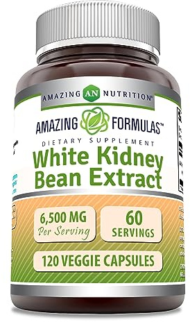 Amazing Formulas White Kidney Bean Extract 6500 Mg | Vegetarian Capsules | Non-GMO | Gluten-Free | Made in USA (1 Pack | 120 Count)