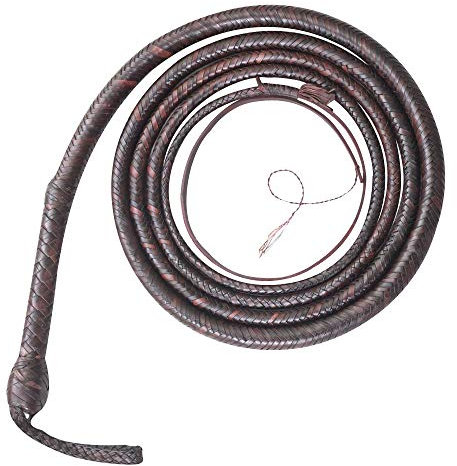 Fouet en cuir de kangourou de 1,2 à 7,3 m Fouet équestre en cuir, ventre et traversin en cuir à l'intérieur, marron foncé (1,2 mètre)