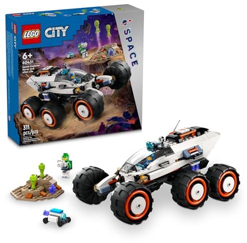 Lego City Space Explorer Rover y Alien Life Juguete, Regalo Espacial para niños y niñas de 6 años en adelante con 2 Minifiguras, Figuras de Robot y Extraterrestres, Juguete Stem de Juego de