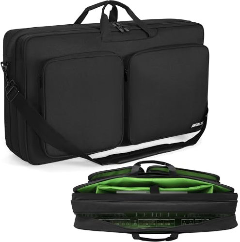 AKOZLIN Multi-Layer Controller Gig Bag Padded Mixer Carry Case Fits for Pioneer RX/NI Traktor Kontrol S8/DDJ SX SX2 SX3/DDJ 800/DDJ FLX6/DDJ 1000 1000SRT/Denon MC7000