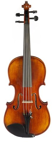 Fame FVN-118 Violine 3/4, Massiver Ahornkorpus, Fichtendecke, Ebenholz-Griffbrett, Guarneri-Kinnhalter, Ebenholz-Saitenhalter, Schweizer Modell Stimmwirbel, Brasilholzbogen, Inklusive Etui