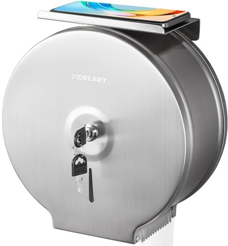 Commercial Jumbo Toilet Paper Dispenser with Shelf, Wall Mount Stainless Steel 9 Roll Toilet Paper Holder, Brushed Touchless Toilet Tissue Dispenser