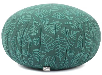 Bodhi Meditationskissen ZAFU | Ø 34 cm | Maharaja Collection | Yogakissen mit Dehnfalten und Tragegriff | Bezug aus 100% Baumwolle | Sitzkissen mit Bio-Dinkelfüllung
