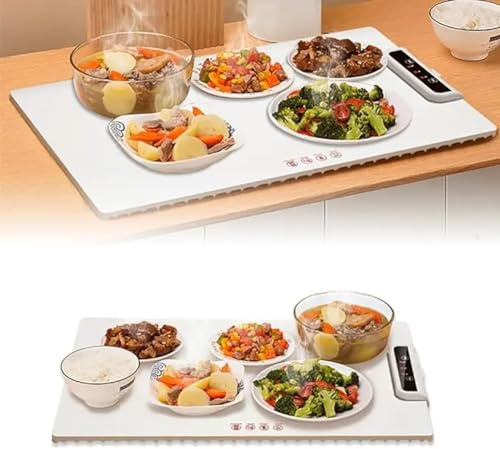 OPSREY Electric Warming Tray, 7mm Electric Heating Tray, Curly Silicone Hot Plate with Adjustable Temperature, Foldable Food Warmer Fast Heating for Party Buffet