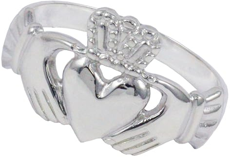 Sterling Silver Heavy Weight Irish Celtic Claddagh Ring Hearts Crown Hands Size N - Z3 British Made Jewellery With Jewellery Presentation Box