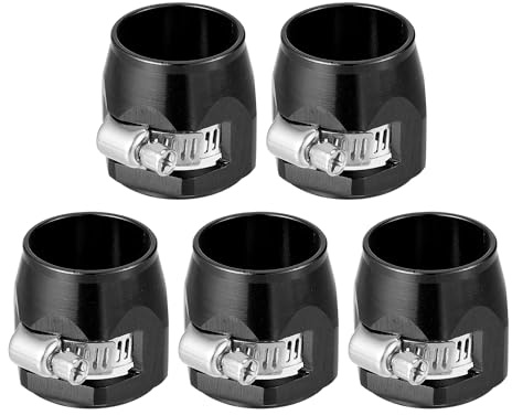 X AUTOHAUX 5Pcs AN12 Hex Car Hose Finisher Flexible Pipe Clamp with Screw Black