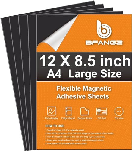 BFANGZ Magnetbögen mit selbstklebender Rückseite, flexibel, starkes Magnetpapier für Bastelarbeiten, Fotos und Stanzformen, leicht zu schneiden (10, A4)