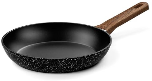 Innerwell Padella Antiaderente 24 cm, Padelle Induzione, Rivestimento Antiaderente Granito Professionale, Padella Omelette Ceramica, Senza PFOA, Atossica, Lavabile Forno, Lavastoviglie, Nero