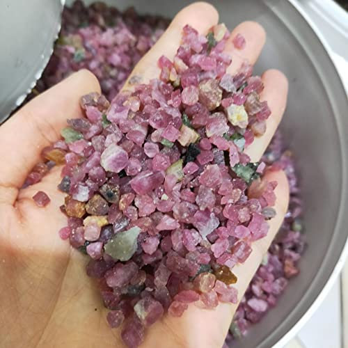 Cristaux et pierres naturelles Pierre de rubellite naturelle Tourmaline rouge Gravier Cristal de roche Quartz Pierre précieuse brute Spécimen Fish Tank Décoration de jardin for la décoration décoratio