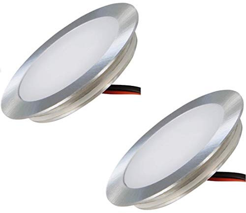 ETT Distribution GmbH 12V LED Bodenstrahler Ultra flach 2 x 0.5W Wandeinbauleuchten Tom 3000K Rund IP67 Einbauspots Trittfest Begehbar Lochausschnitt: 46mm