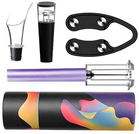 Kit de abrebotellas de vino - Kit de sacacorchos de 4 piezas Herramienta profesional para abrir botellas de vino | Accesorio de bar para sacacorchos, abrelatas de vino para camareros