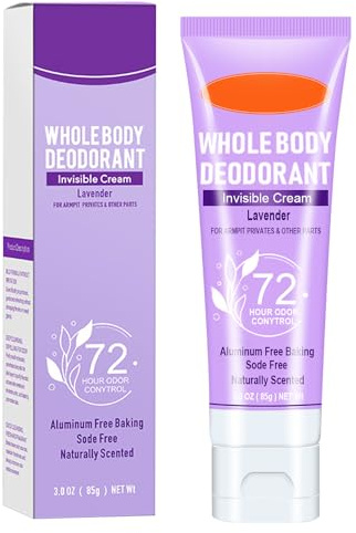 Wenrny Whole Body Deodorant for Women,72 Hour Odor Control Aluminum Free Female Deodorants,Lavender Scent Invisible Cream Full Body Deodorants,All Day Odor Protection for Men & Women,85g
