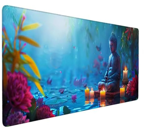 Mauspad XXL 700x300 für alle Maustypen (Kugel, Optisch, Laser) mit Stark Haftender Unterseite Schreibtischunterlage für Optimalen Halt Gaming Mauspad, Geschenke für Männer und Frauen Blau (Zen) E-2