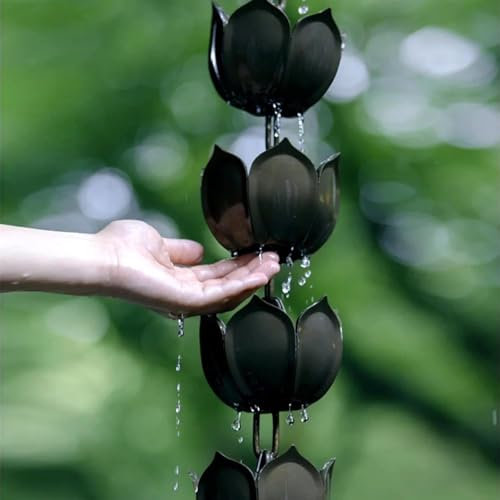 ININOSNP Regenkette, japanische Regenfängerkette for den Hof, Villa, Petals Regenwasserumlenker, Fallrohre(150cm (5ft))