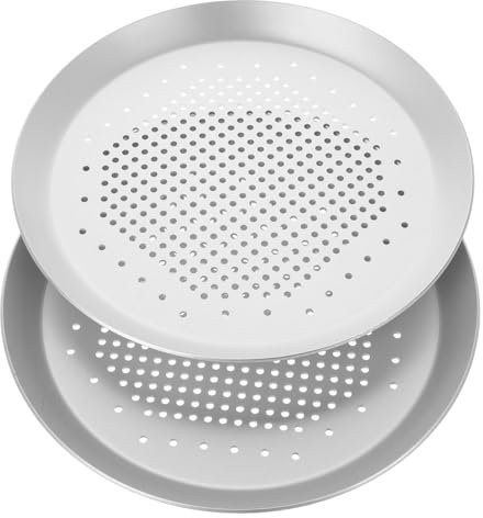 COLLBATH 2 Bandejas Redondas Para Hornear Pizza Perforadas Para Cocina y Restaurante