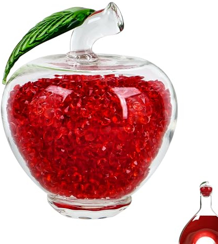 GlobleGarden Wine Decanter Stopper, 2.5 Inch Glass Apple Figurine Crystal Decanter Stopper Replacement for Wine Carafes, Wine Decanters, Liquor Decanters, Juice Carafes (Red)