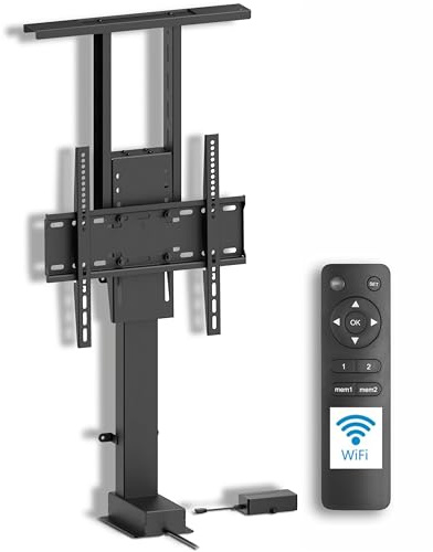Xantron TV Lift elektrisch 32-55 Zoll mit App- & Sprachsteuerung | 76 cm Hubhöhe, Antikollisionsschutz, Speicherfunktion, VESA 200x200-400x400, bis 60 kg, für Möbeleinbau