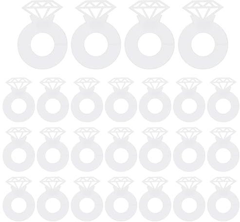 PATIKIL Diamond Ring Wine Glass Markers, 25 Pcs Paper Ring Drink Tags Cocktail Champagne Name Tag for Wedding Birthday Party Restaurant, White