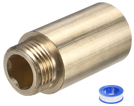 M METERXITY 1-Set Shower Head Extension Arm, Brass G1/2 Male to Female Extension Pipe Fitting Adapter with PTFE Thread Seal Tape for Shower/Faucet, Pipe Plumbing Coupler 1.97/50mm 2pcs