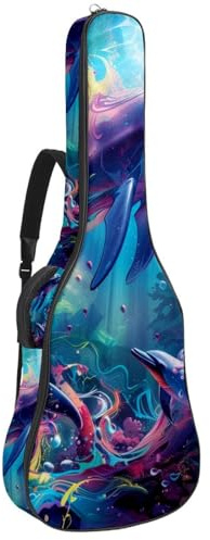 Gitarrentasche in voller Größe, wasserdichte Gitarren-Abdeckung, Tragetasche für akustische klassische E-Gitarren, marineblaue Blumen, ästhetisches Muster, Mehrfarbig 04, 42.9x16.9x4.7 in, Lässiger