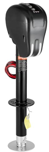 VEVOR Cric de Remorque Électrique, 1588 kg, Cric de Camping-Car Robuste avec Connecteur à 2 Voies, Fonction Mémoire, Manivelle, Lumière LED, Plage de Levage 240-760 mm, pour Remorques Camping-Cars